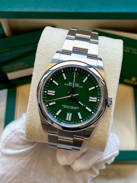 rolex groene plaat|Rolex Oyster Perpetual 41.